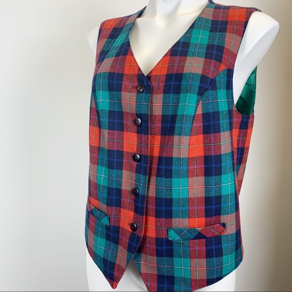 Vintage Signature Expressions plaid tartan wool lined vest - Picture 1 of 7